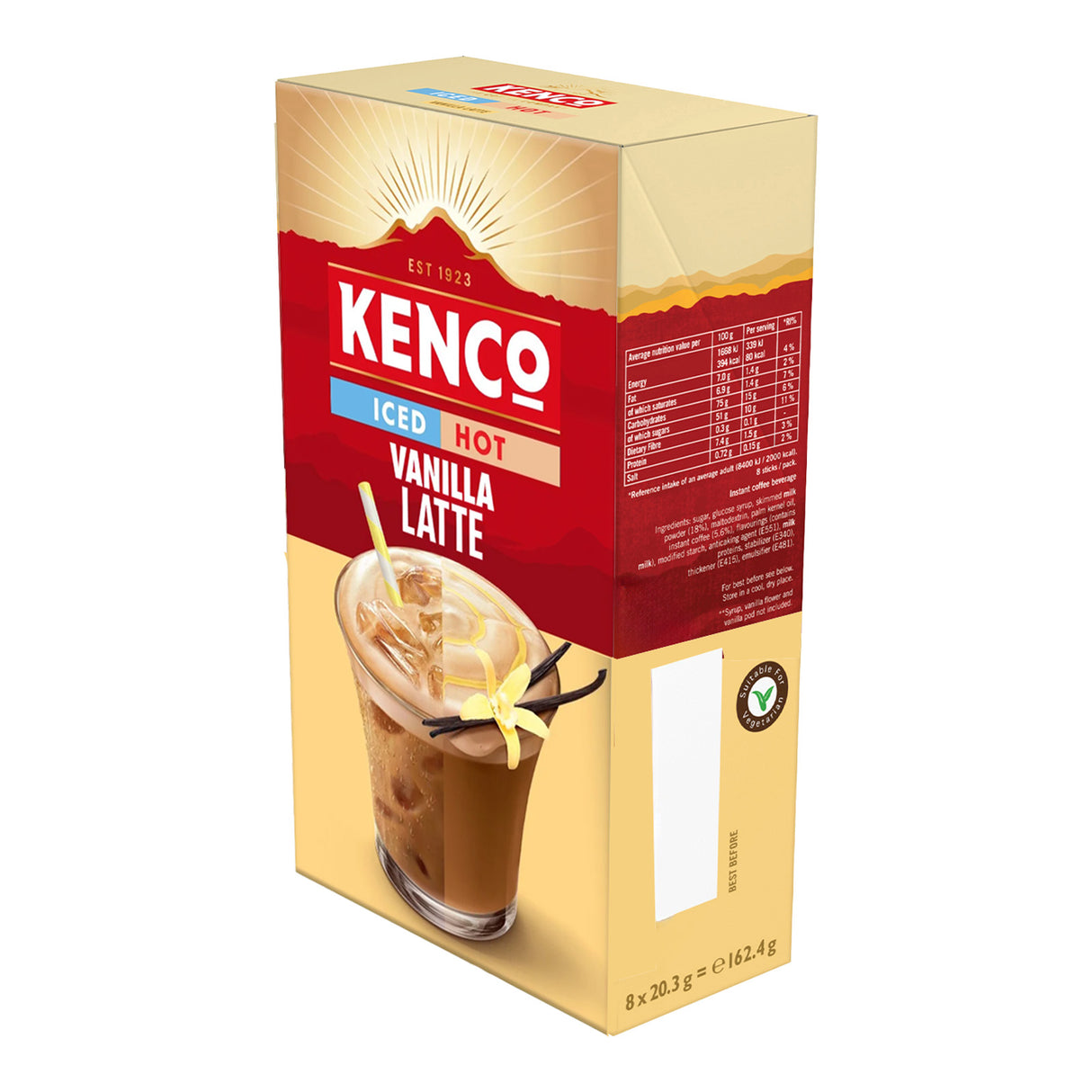 Kenco iced hot vanilla latte 1x8 pack