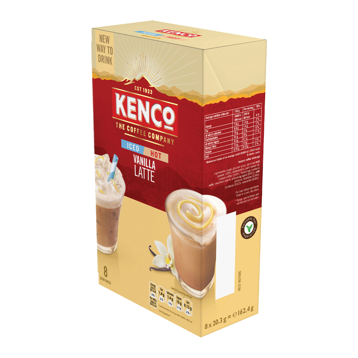 Kenco Vanilla Iced Hot Latte Instant Coffee Sachets 5x8