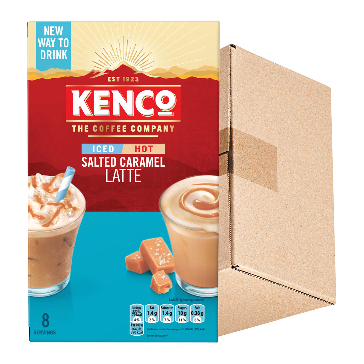 Kenco Salted Caramel Iced Hot Latte Instant Coffee Sachets 5x8