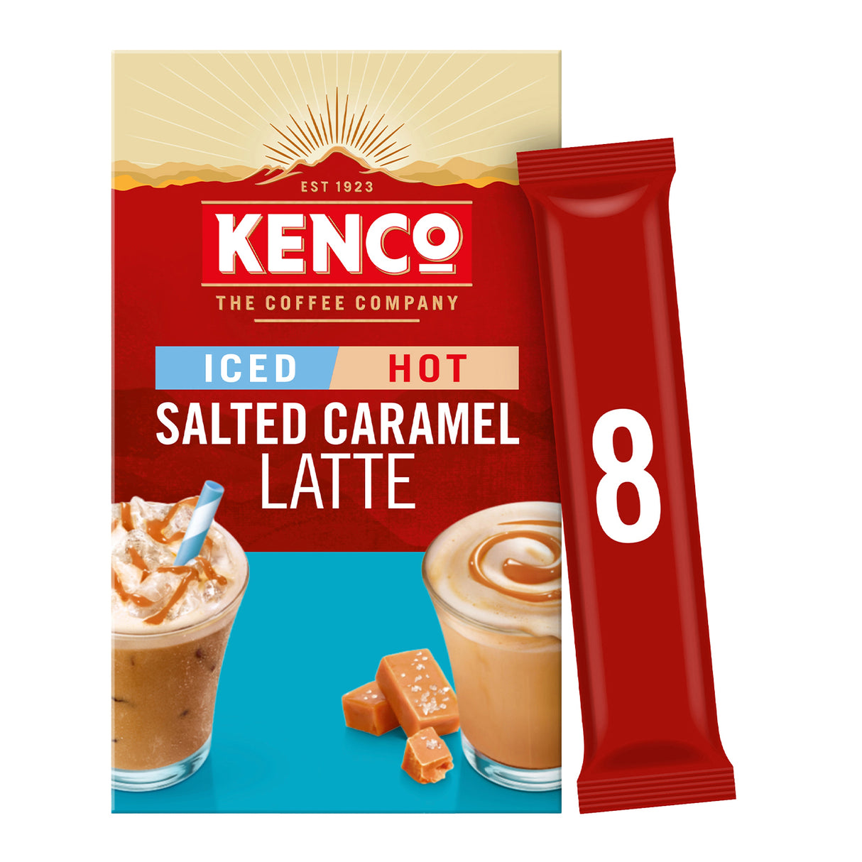 Kenco Salted Caramel Iced Hot Latte Instant Coffee Sachets 5x8
