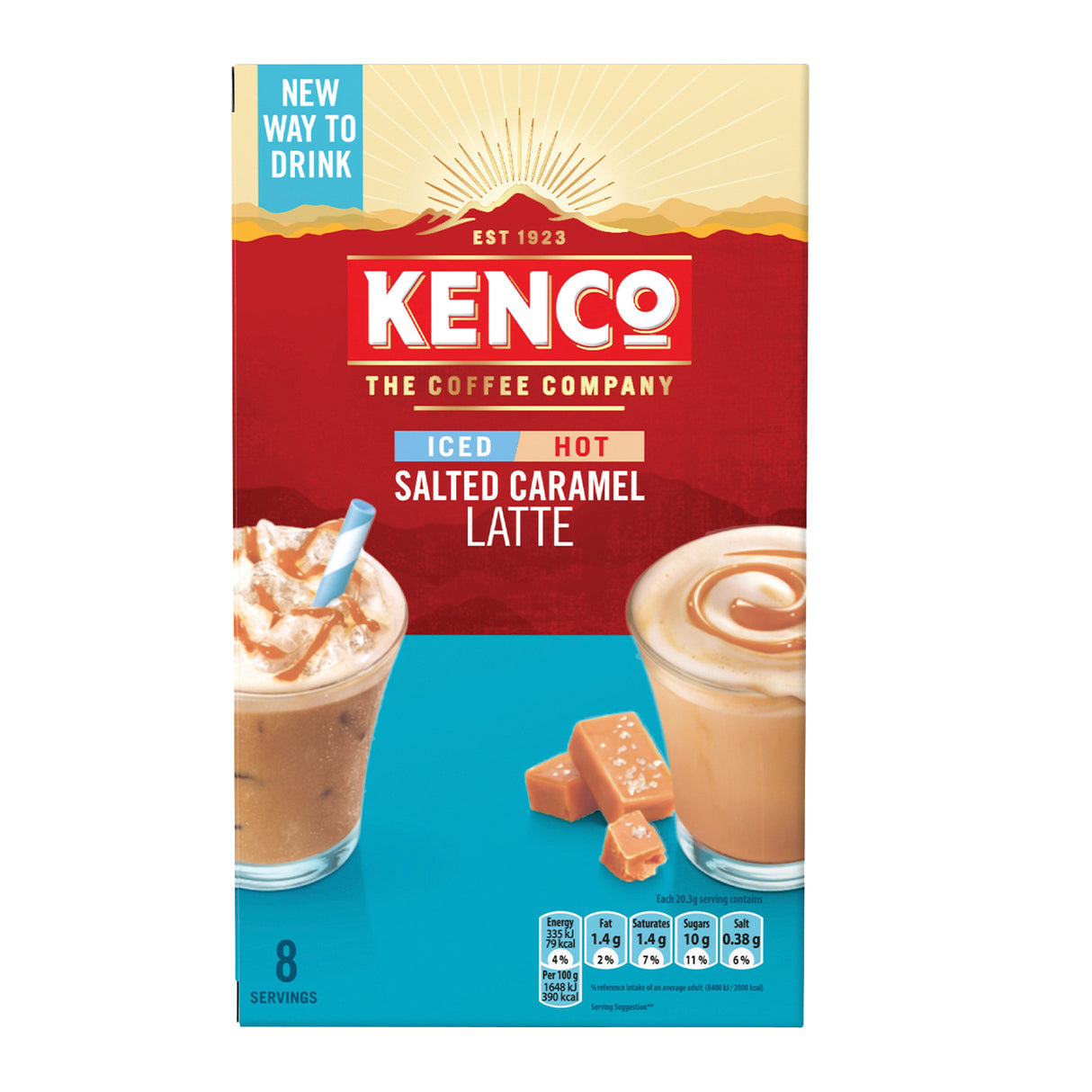 Kenco Salted Caramel Iced Hot Latte Instant Coffee Sachets 5x8