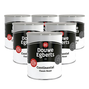 Douwe Egberts Continental Classic Roast coffee tins case