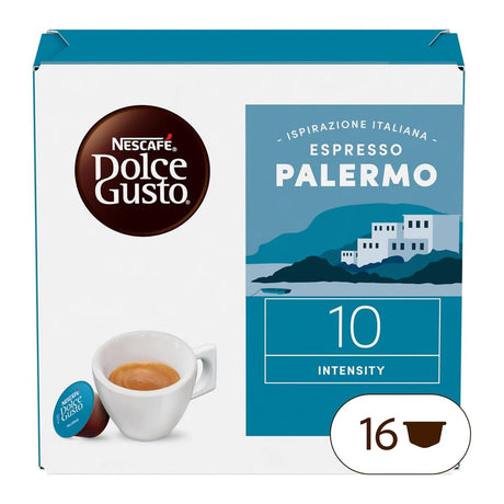 Nescafe Dolce Gusto Espresso Palermo coffee capsule box on a white background