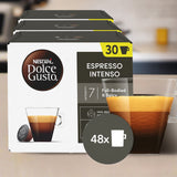 Nescafe Dolce Gusto Espresso Intenso coffee capsule packaging on a kitchen background