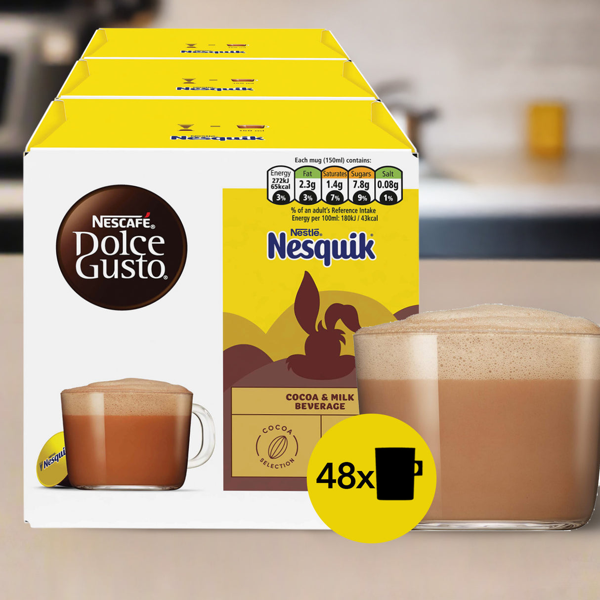 Nescafe Dolce Gusto Nesquik Hot Chocolate case in ktichen
