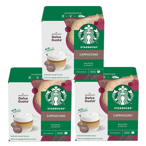 Starbucks Cappuccino capsules for Nescafe Dolce Gusto on a white background