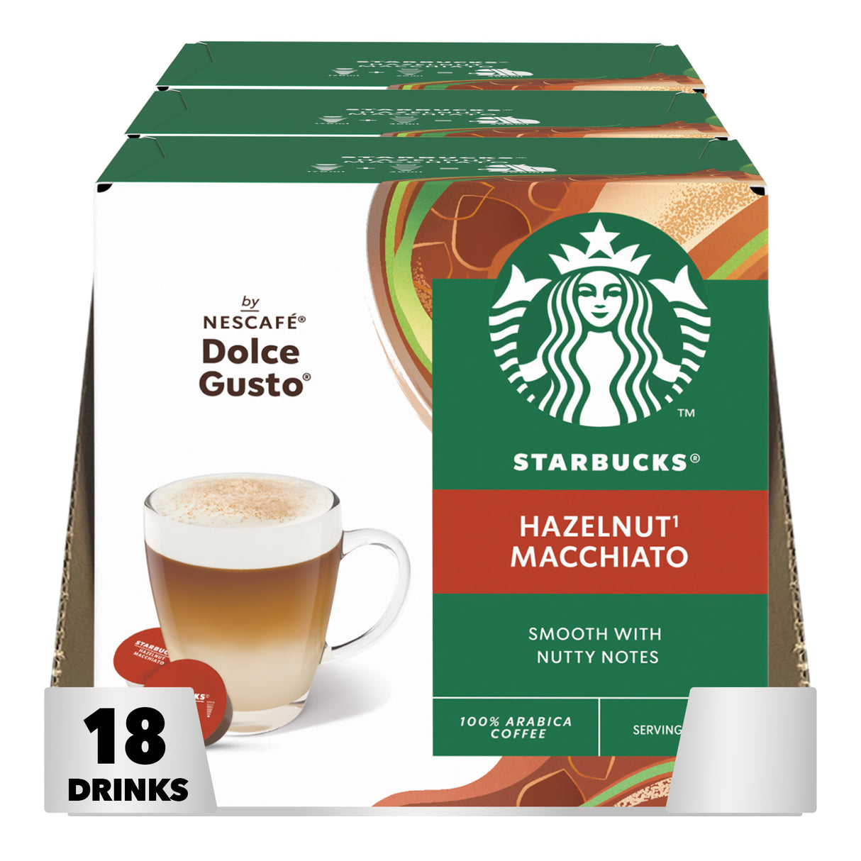 Starbucks Dolce Gusto Hazelnut Latte Macchiato Coffee Pods - Case
