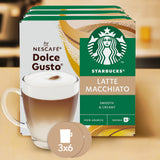 Starbucks Latte Macchiato coffee pod Case with Nescafe Dolce Gusto branding.