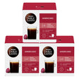 Three boxes of Nescafe Dolce Gusto Americano coffee pods on a white background