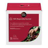 Dolce Gusto coffee pod packaging with a red and white design, featuring text about responsibly sourced coffee.
