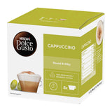Nescafe Dolce Gusto Cappuccino coffee pod box on a white background