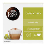 Nescafe Dolce Gusto Cappuccino coffee pod box on a white background