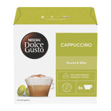 Nescafe Dolce Gusto Cappuccino coffee pod box on a white background