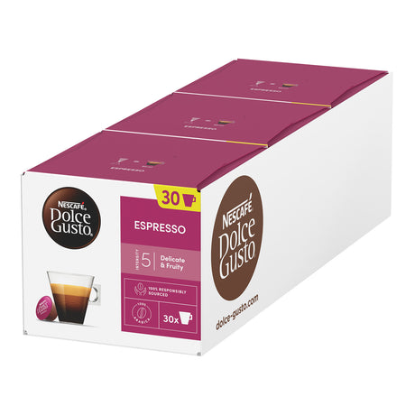 Nescafe Dolce Gusto Espresso coffee capsule box on a white background