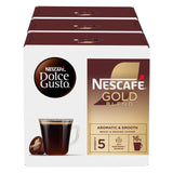 Packaging of Nescafe Dolce Gusto and Nescafe Gold Blend coffee capsules on a white background