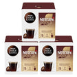 Multiple boxes of Nescafe Dolce Gusto and Nescafe Gold Blend coffee pods on a white background