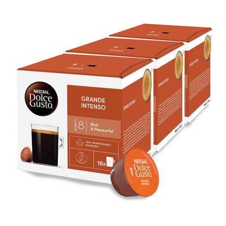 Nescafe Dolce Gusto Grande Intenso coffee capsule packaging on a white background