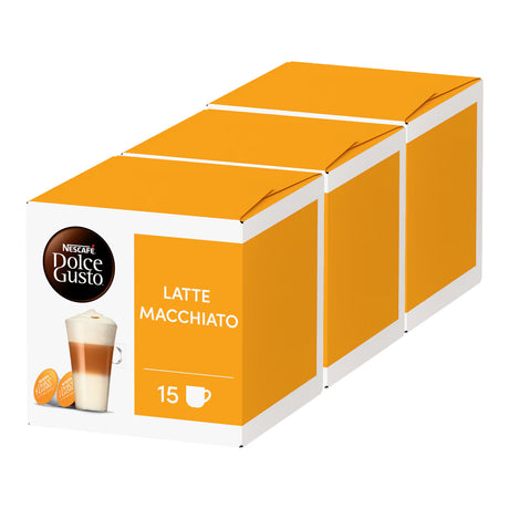 Nescafe Dolce Gusto Latte Macchiato coffee capsule packaging on a white background