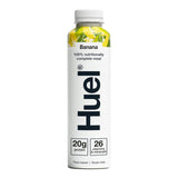 Huel banana-flavored nutrition bottle on a white background