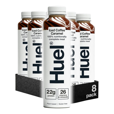 Eight Huel iced coffee caramel meal replacement drinks 