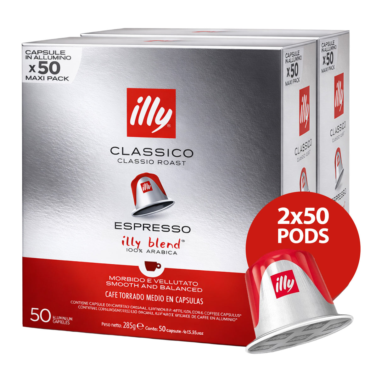 Illy Espresso Classico Coffee Capsules 2x50 Nespresso Compatible