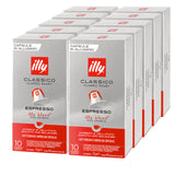 Multiple boxes of Illy Classico Espresso capsules on a white background