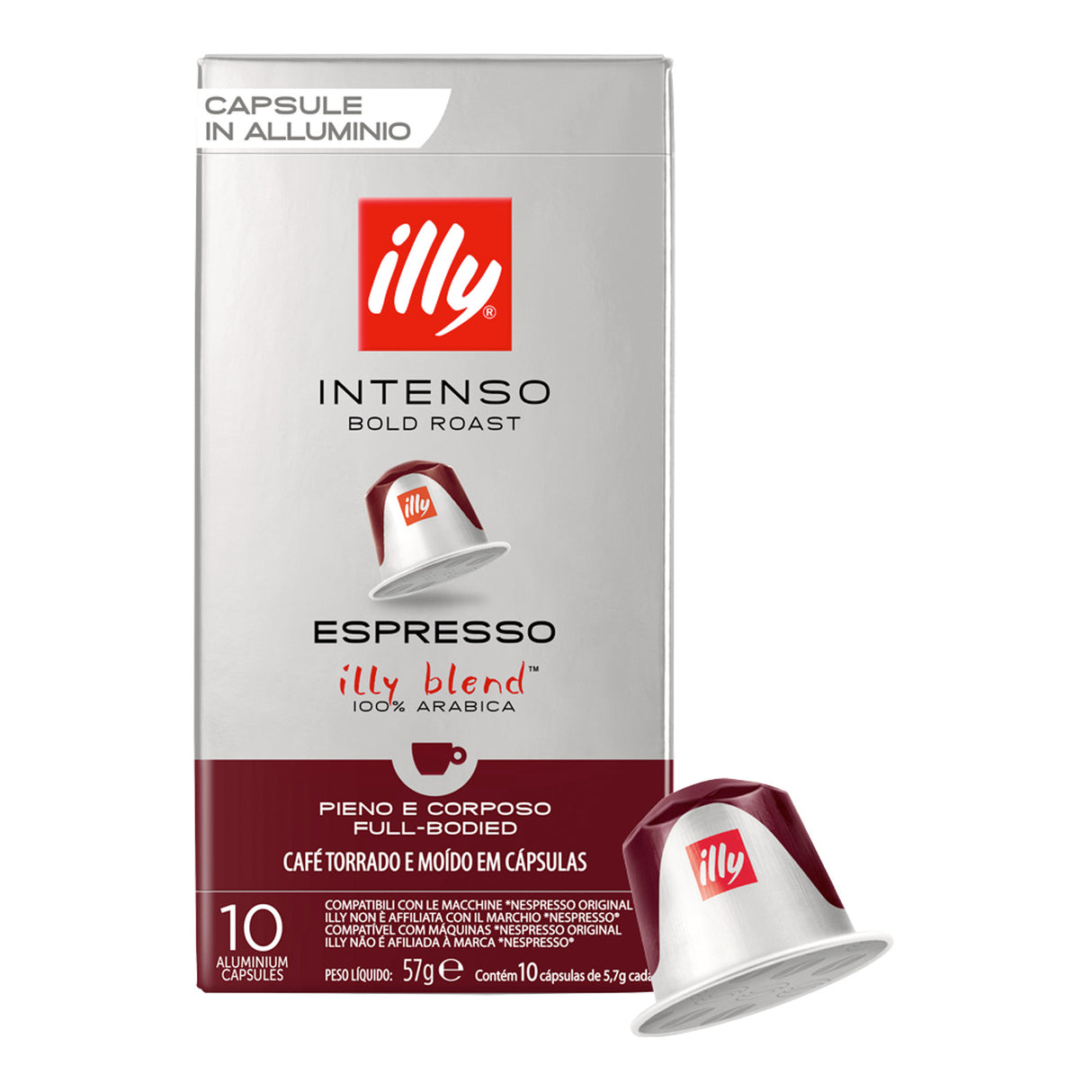 Illy Intenso espresso capsule packaging on a white background