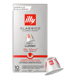 Illy Classico Lungo coffee capsule packaging on a white background