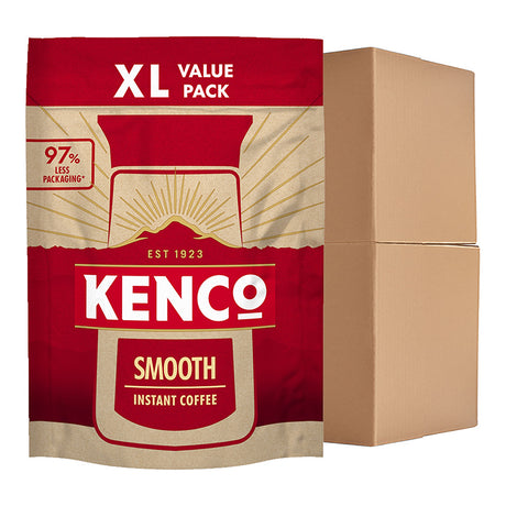 Kenco smooth instant coffee packaging with a cardboard box on a white background