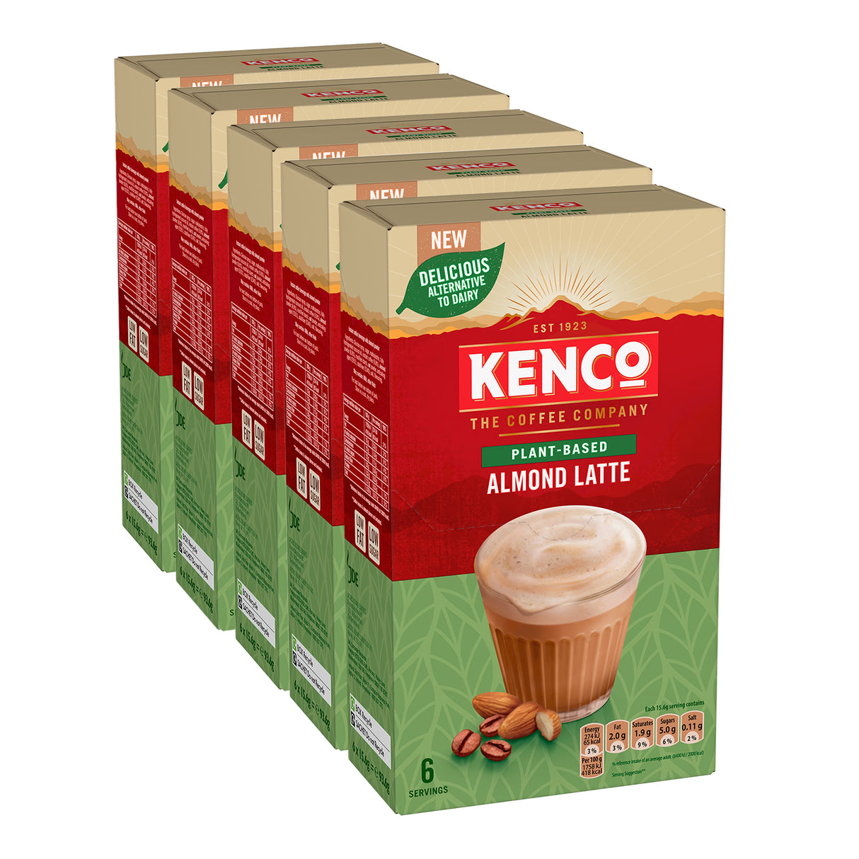 Kenco Plant Based Almond Latte Instant Coffee Sachets 5x6