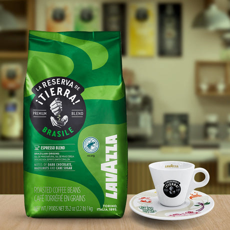 Lavazza Tierra  Brazil Espresso Blend Bag in kitchen
