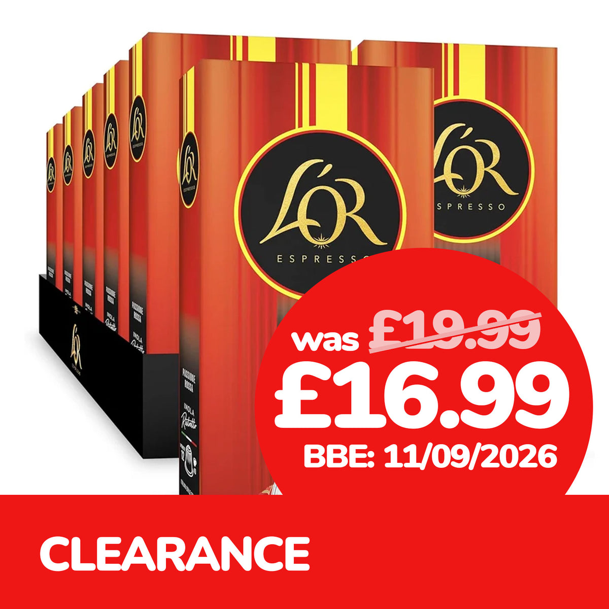 L'OR Ristretto Passione Coffee Capsules 10x10 Nespresso Compatible BBE: 11/09/2026
