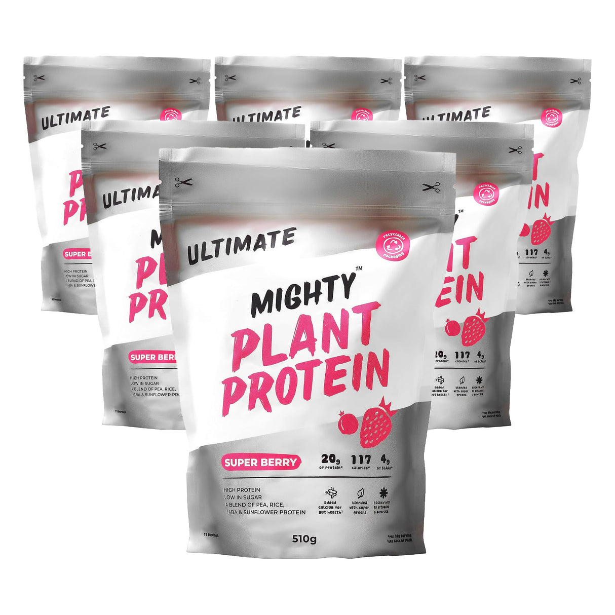 Mighty Plant Protein Powder Superberry 6x510g