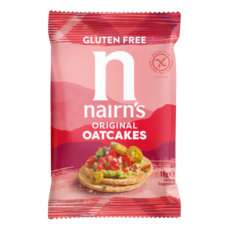 Pack of Nairn's Gluten Free Oatcakes with a red background