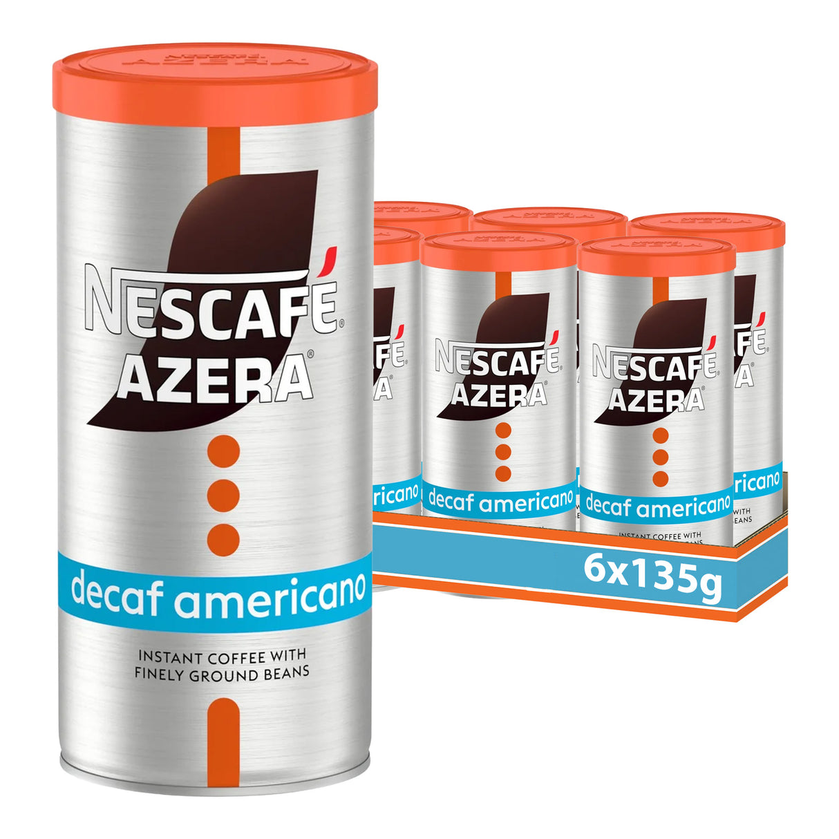 Nescafe Azera Americano Decaf Instant Coffee Tins 6x135g