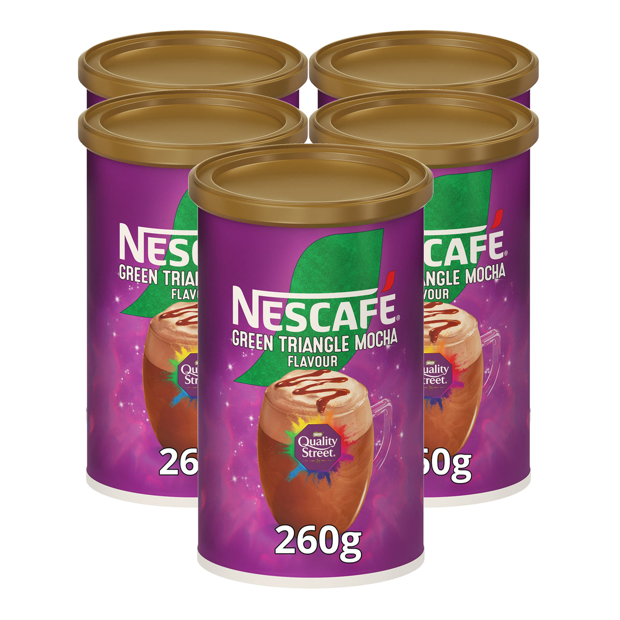 Nescafe Quality Street Green Triangle Hazelnut Mocha Coffee 5x260g Tubs