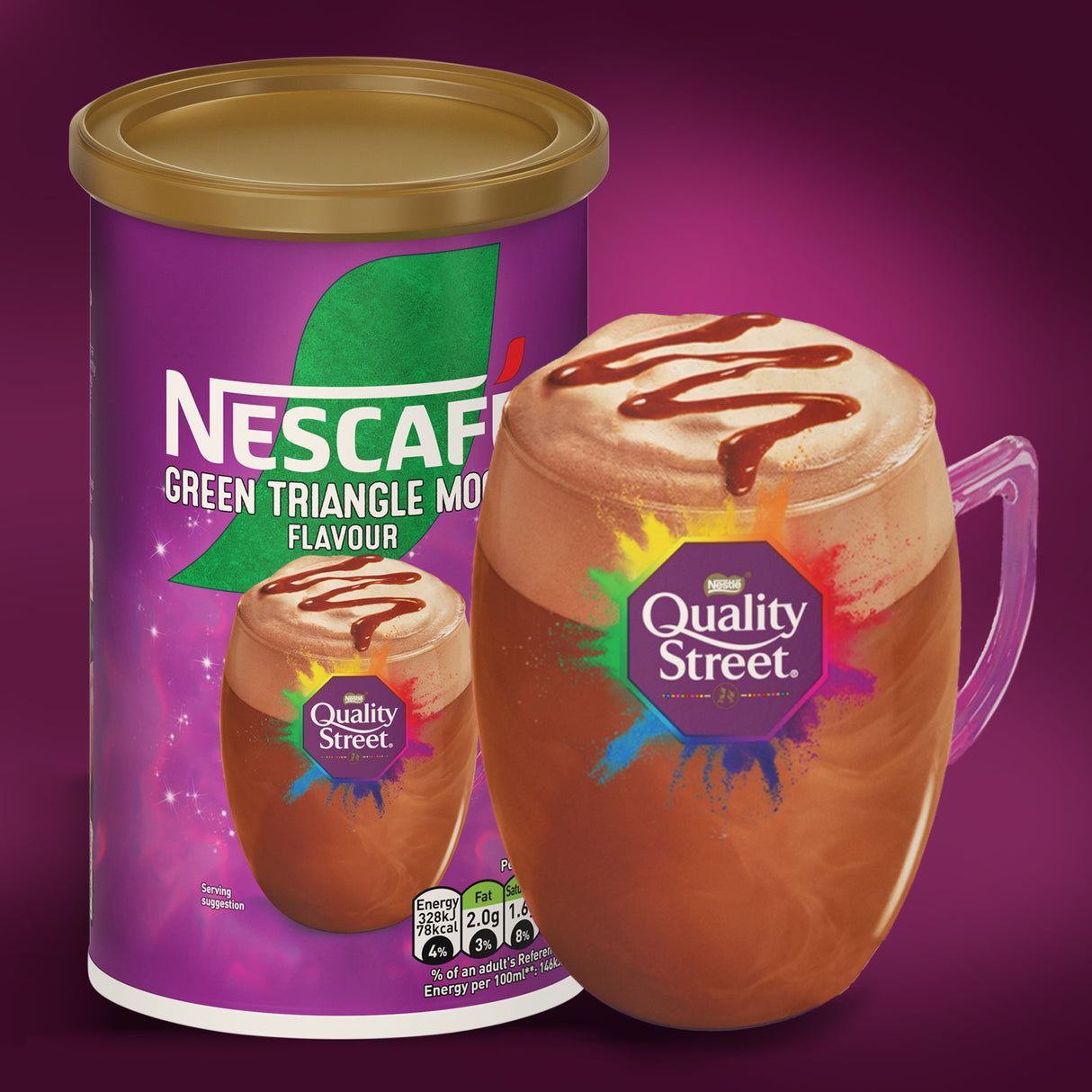 Nescafe Quality Street Green Triangle Hazelnut Mocha Coffee 5x260g Tubs