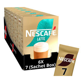 Nescafe Latte coffee packaging with a single sachet on a white background
