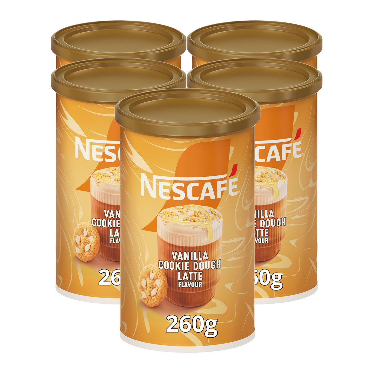 Nescafe Vanilla Cookie Dough Latte Coffee 5x260g Tubs