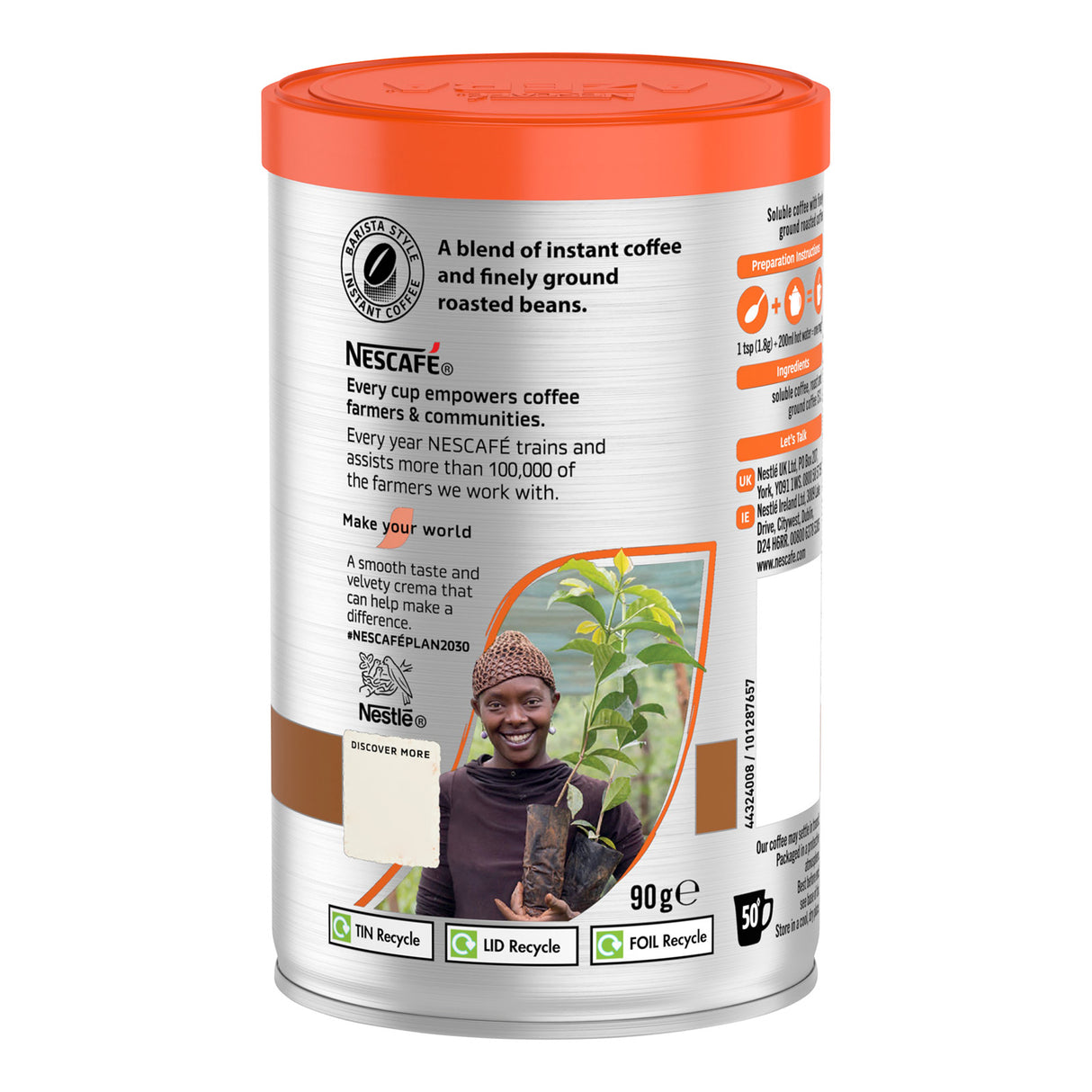 Nescafe Azera Americano instant coffee can 90g reverse