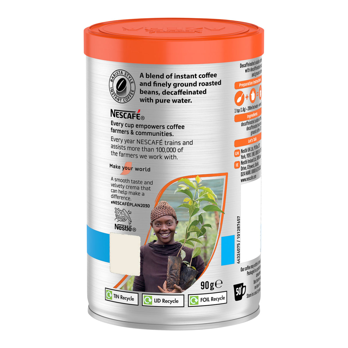 Nescafe Azera decaf americano coffee can reverse