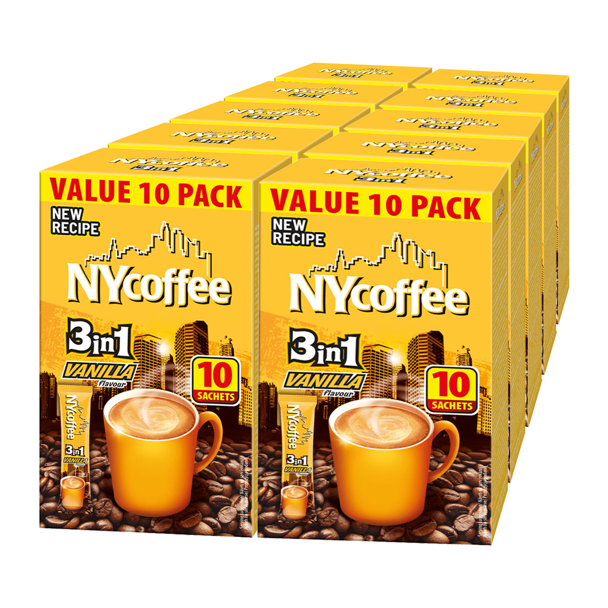 NY Coffee 3in1 Vanilla Sachets Case 10x10