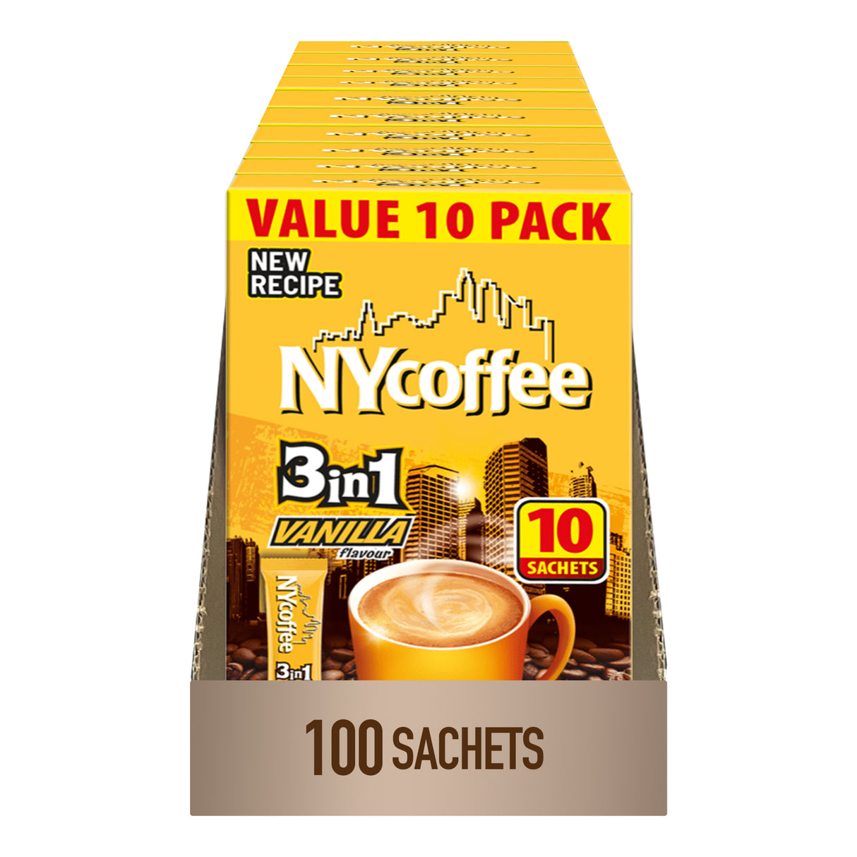 NY Coffee 3in1 Vanilla Sachets Case 10x10