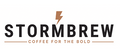 The logo for Stormbrew, featuring the brand name in bold black letters with a small orange lightning bolt above the 'S'.