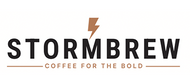 The logo for Stormbrew, featuring the brand name in bold black letters with a small orange lightning bolt above the 'S'.
