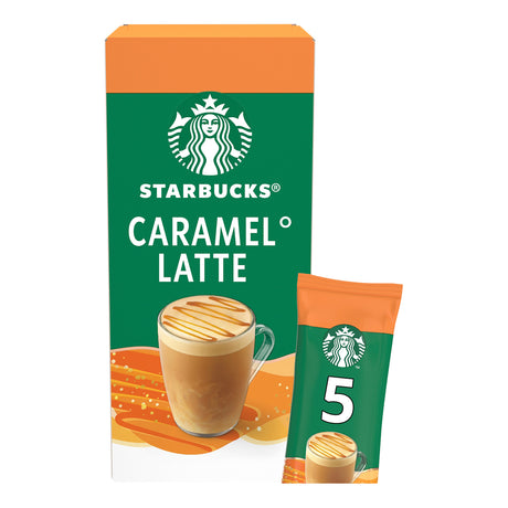 Starbucks Caramel Latte coffee package with a cup illustration on a white background