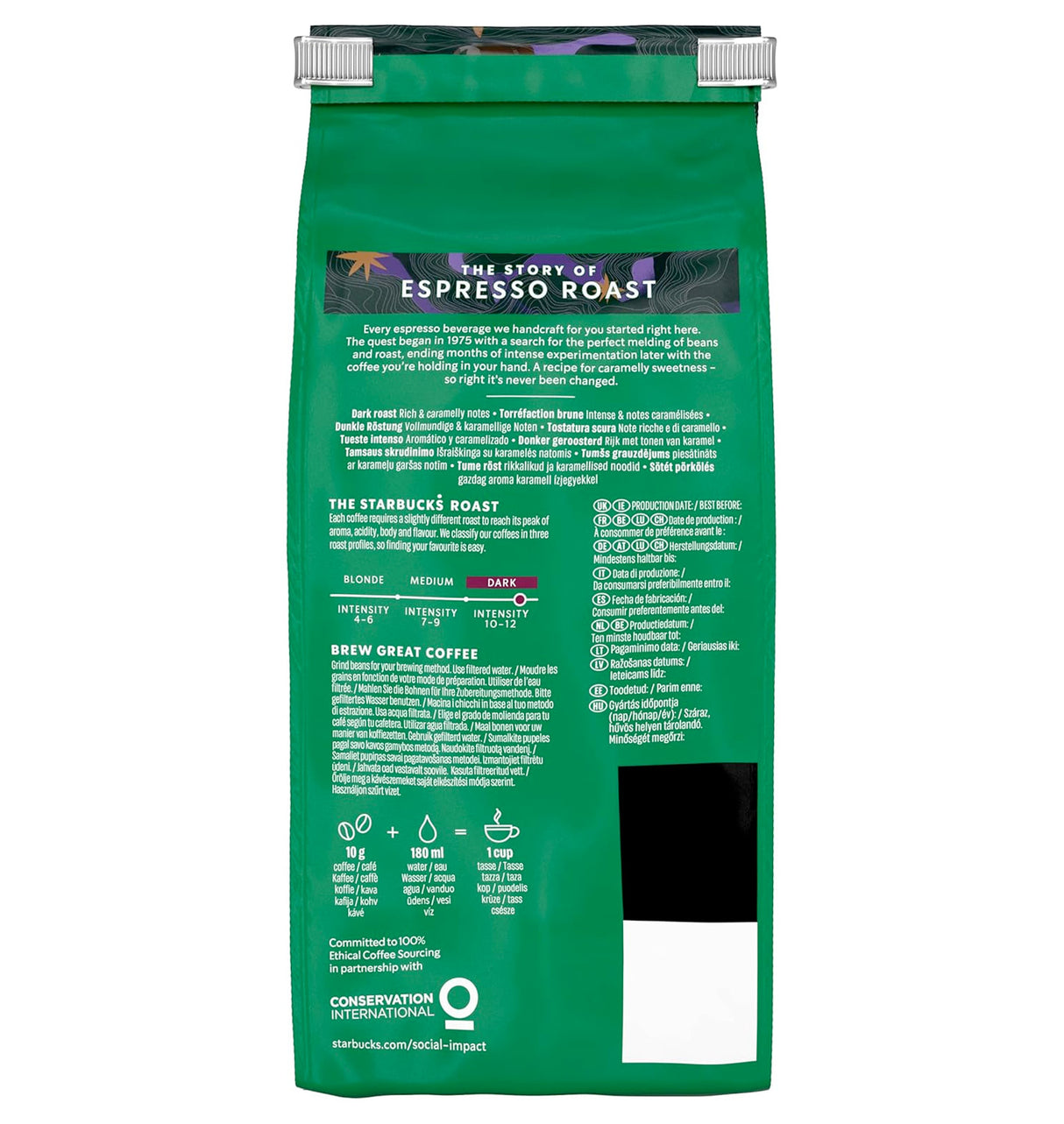 Starbucks Espresso Dark Roast Beans 1x450g Coffee Supplies Direct