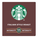 Starbucks Italian Style Roast coffee packaging with logo and text on a brown background