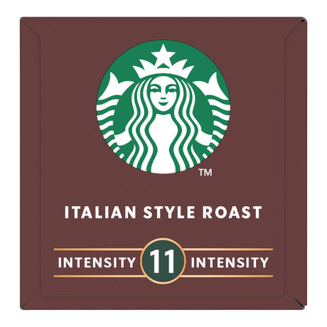 Starbucks Italian Style Roast coffee packaging with logo and text on a brown background