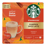 Starbucks Pumpkin Spice Latte Nescafe Dolce Gusto box with orange and green design